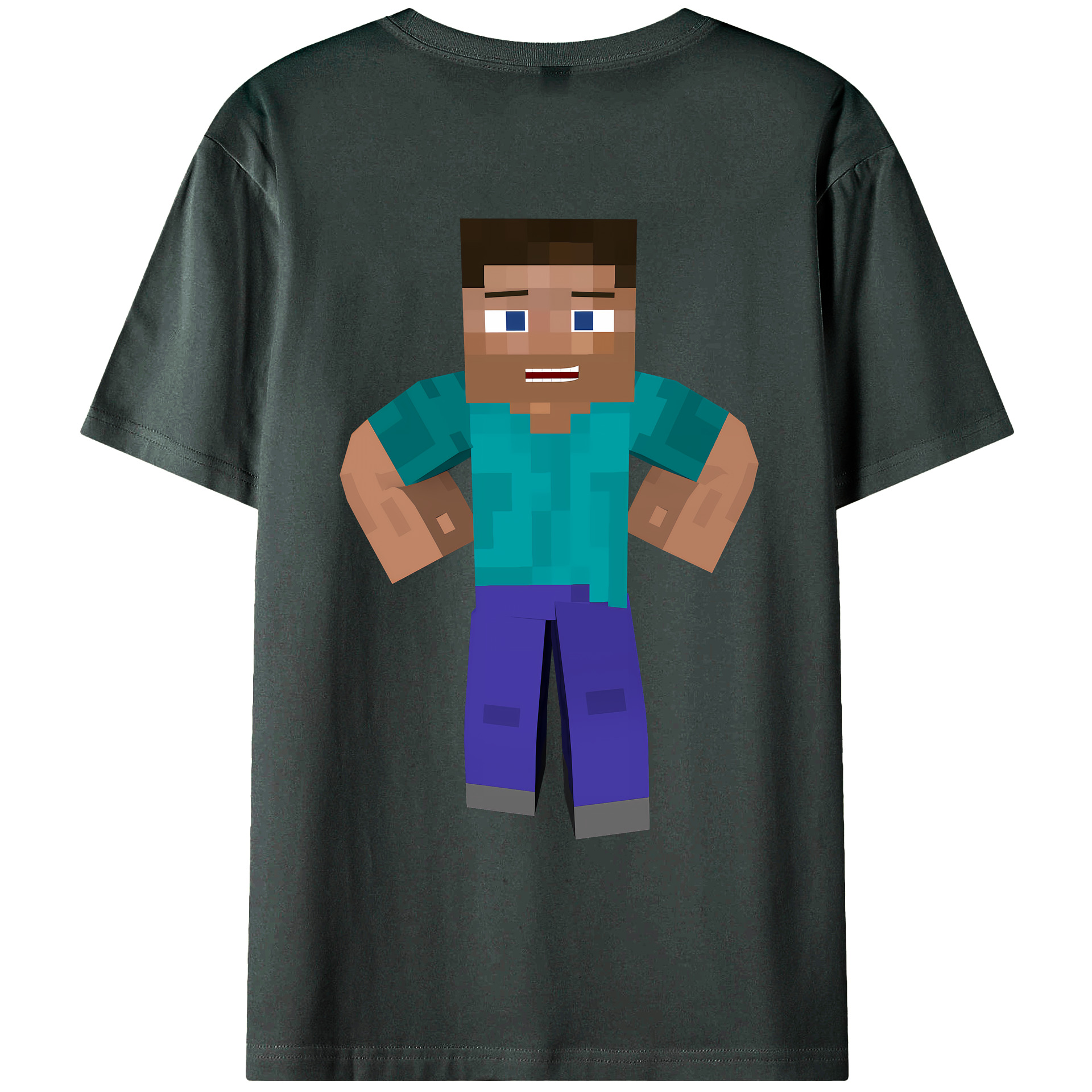 （画像用） マインクラフト ブロックの世界 Minecraft MC Block world 綿100％ メンズ半袖Tシャツ（バックプリント） 通気性